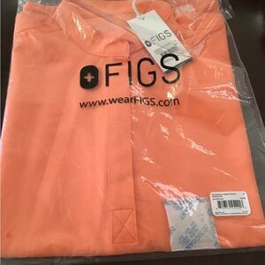 Figs Coral-Orange Scrub Top